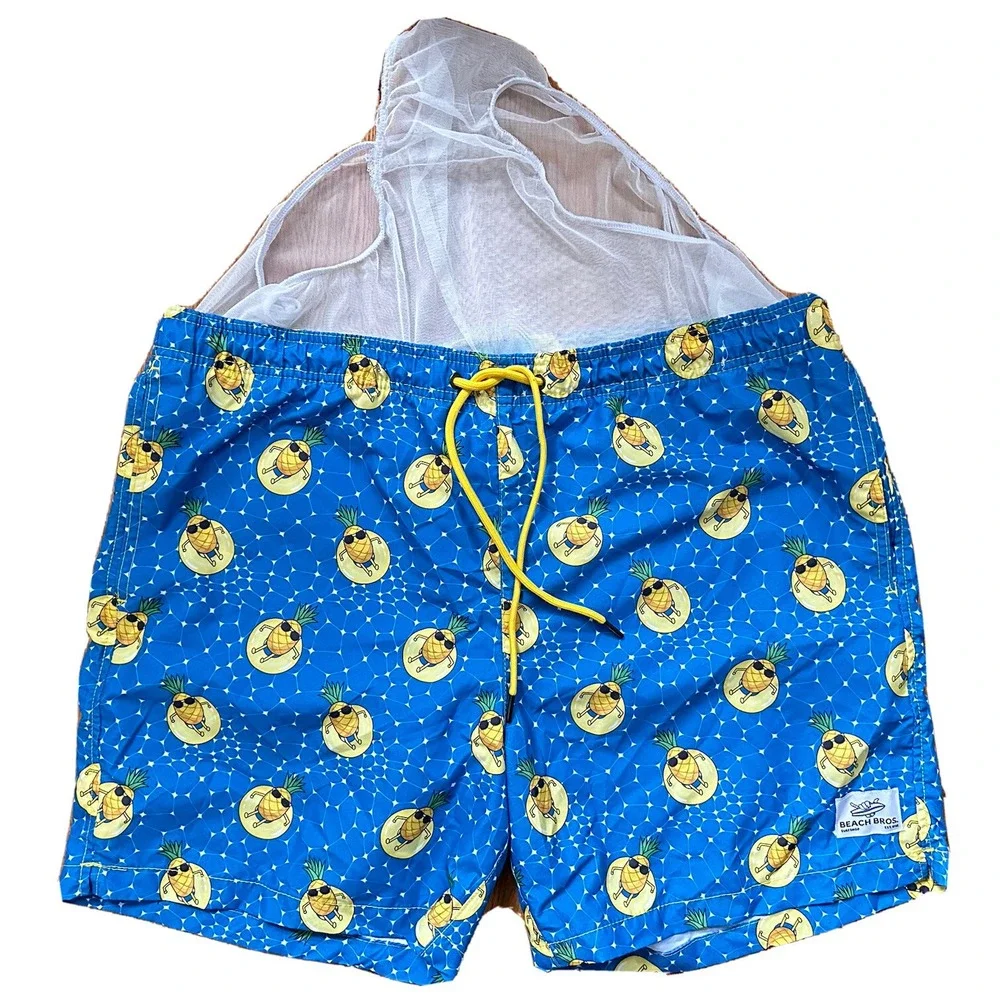 Beach Bros Swim‎ Trunks Men's 2XL Quick Dry Geometric Cool Pineapple Shorts